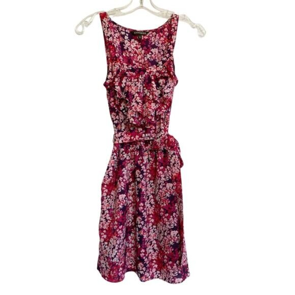 Express Pink floral Sleeveless Summer dress w/ tie belt - XS - Picture 2 of 13